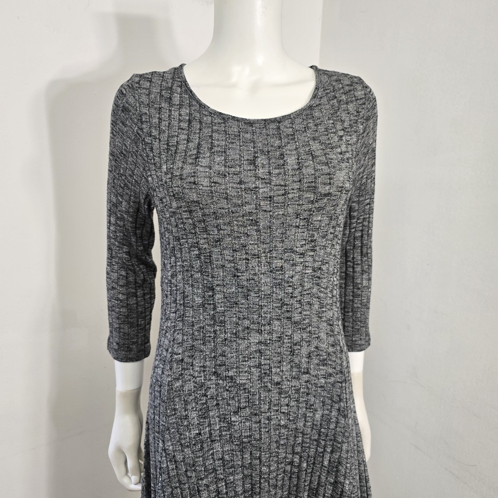 Comfy USA Lagenlook Dress Size M Ribbed Knit Tulip Balloon Hem Gray Layering - Picture 2 of 9